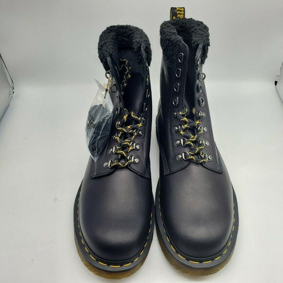 Dr. Martens 1460 Kolbert Black Faux Fur Lined Leather Ankle Boots - Picture 3 of 7